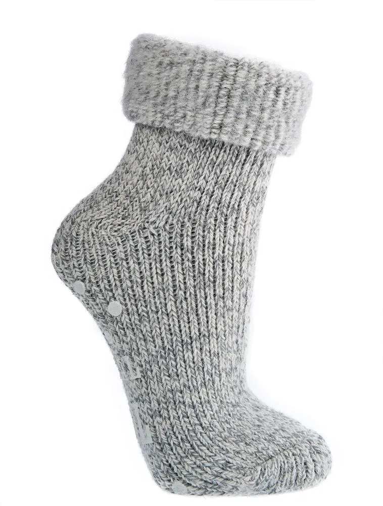 Thermo ABS Wollsocken Anti Rutsch mit Umschlag für Damen und Teens 1 | 2 Paar
