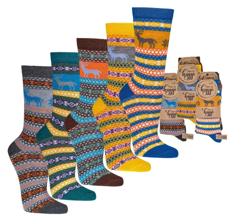 Unisex Hygge Socken mit Wolle – bunt & gemütlich (3,6 Paar)