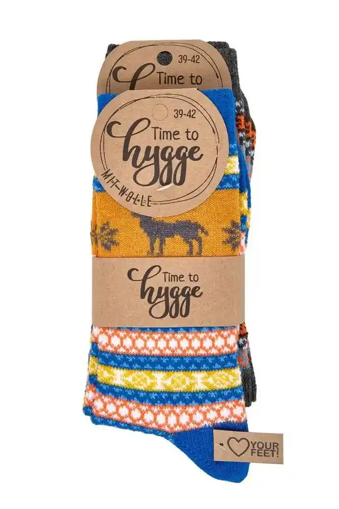 Unisex Hygge Socken mit Wolle – bunt & gemütlich (3,6 Paar)