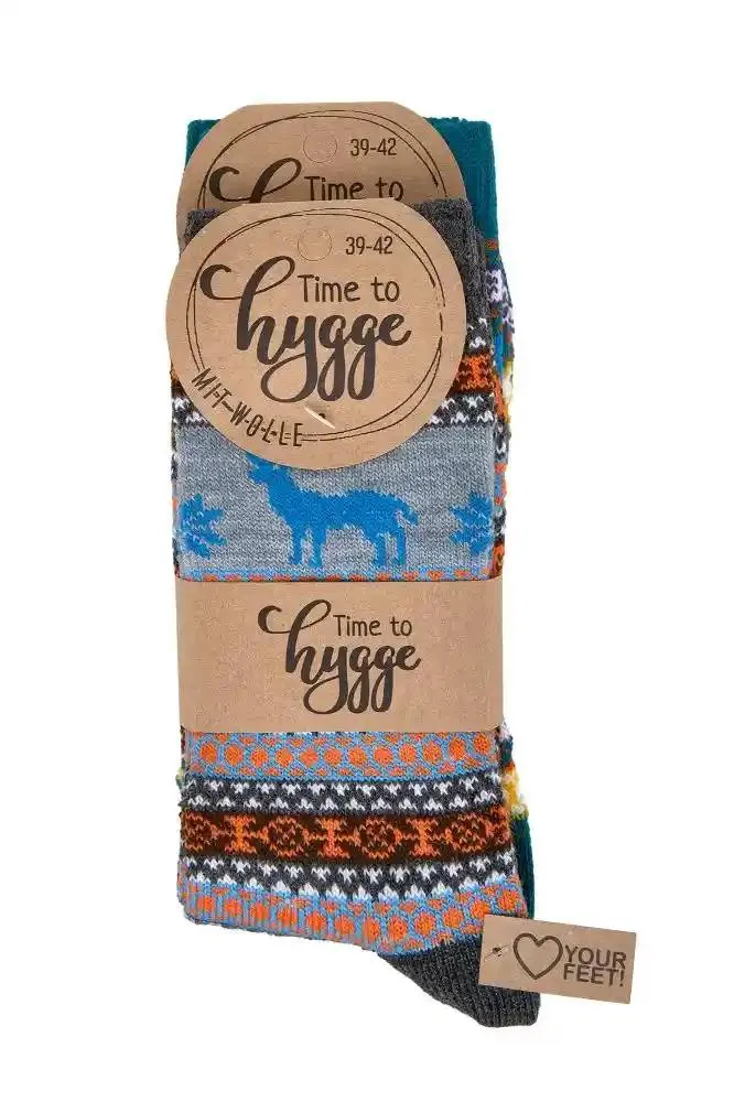 Unisex Hygge Socken mit Wolle – bunt & gemütlich (3,6 Paar)