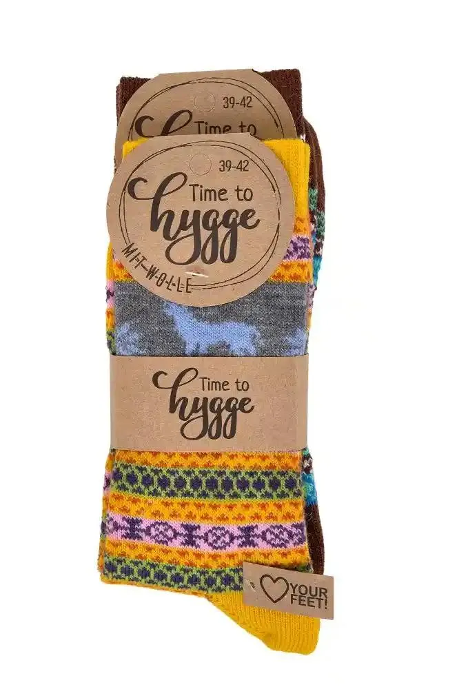 Unisex Hygge Socken mit Wolle – bunt & gemütlich (3,6 Paar)
