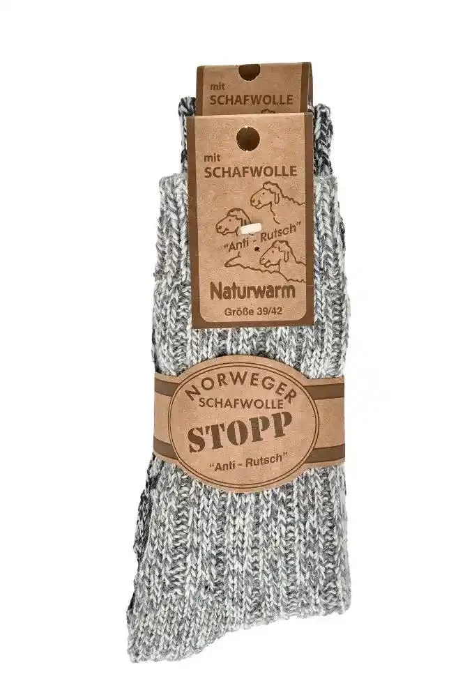 ABS Norwegersocken aus Wolle 2 Paar rutschfest, Größen 35–50