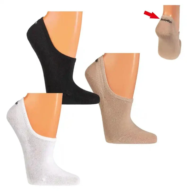 6 Paar Füsslinge mit Baumwolle und ABS für Ballerinas und Sneaker Unisex