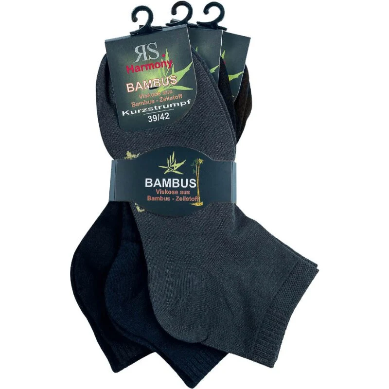 Bambus Viskose Kurzstrümpfe Farbmix schwarz grau blau 3-15 Paar