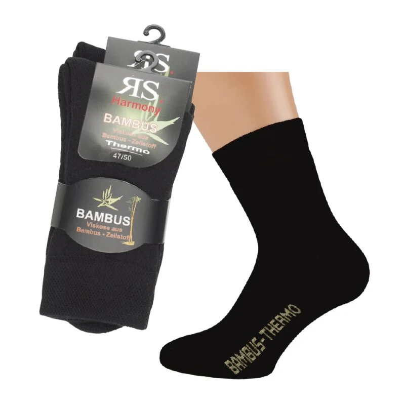 Thermo Socken aus Bambus Viskose schwarz bis 50 | 2-10 Paar