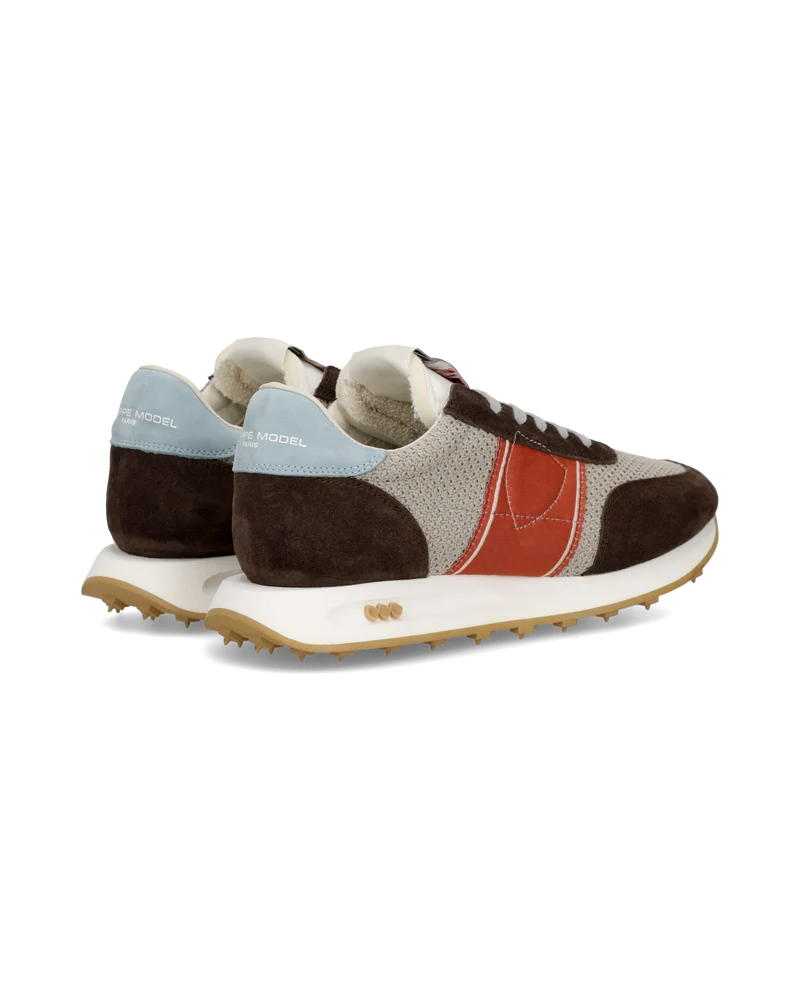 Sneakers Running Tour Men, Beige Brown Red