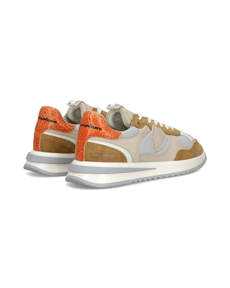 Sneakers Olympique Men, Beige Tobacco Orange