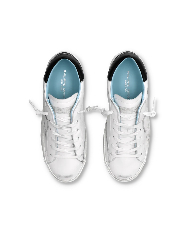 Women's Prsx Low-Top Sneakers in Leather, White Black