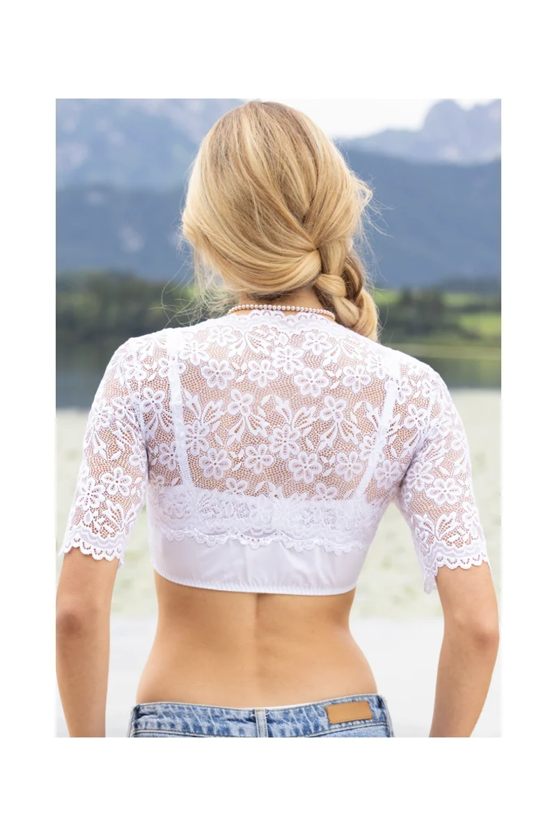 Nina von C. Dirndl-Bluse Waltraud Halbarm – Weiß