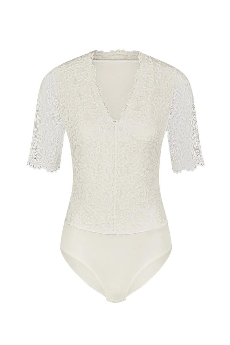 Nina v. C - Body Hanna – Spitze mit V-Ausschnitt in creme und schwarz