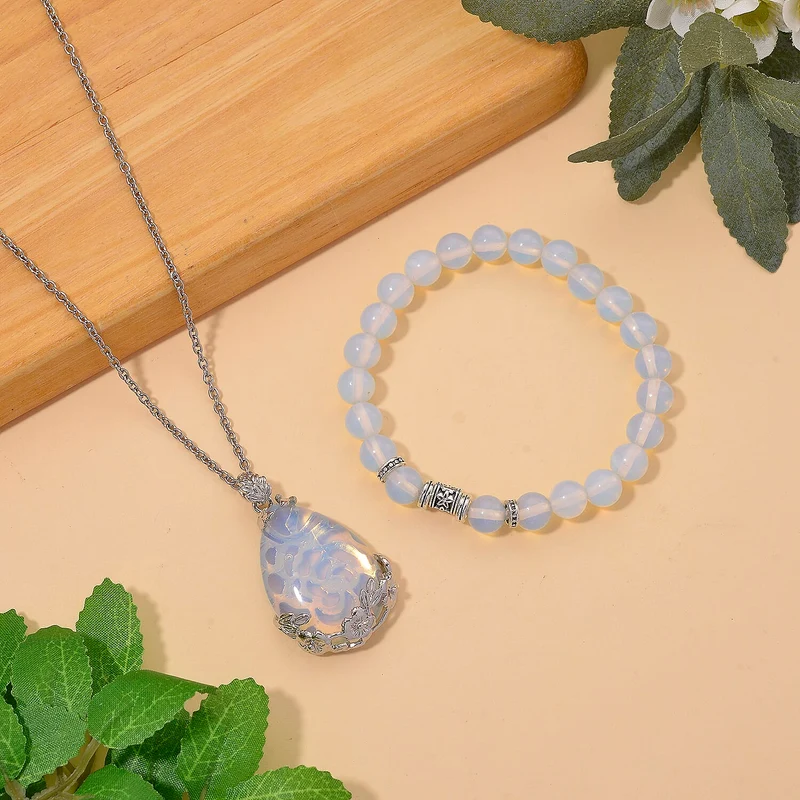 Opalite Schmuckset Legierung, Legierung Schwarz oxidiert ca. 100.00 ct