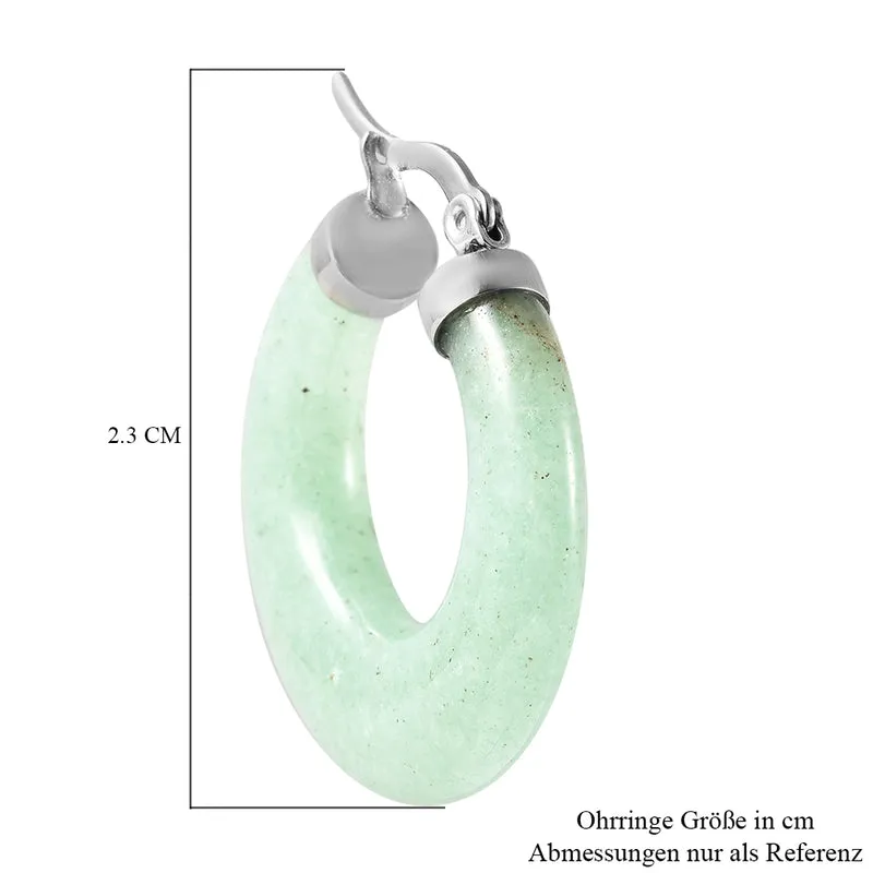 Grüner Aventurin Creolen in Edelstahl ca. 26.50 ct