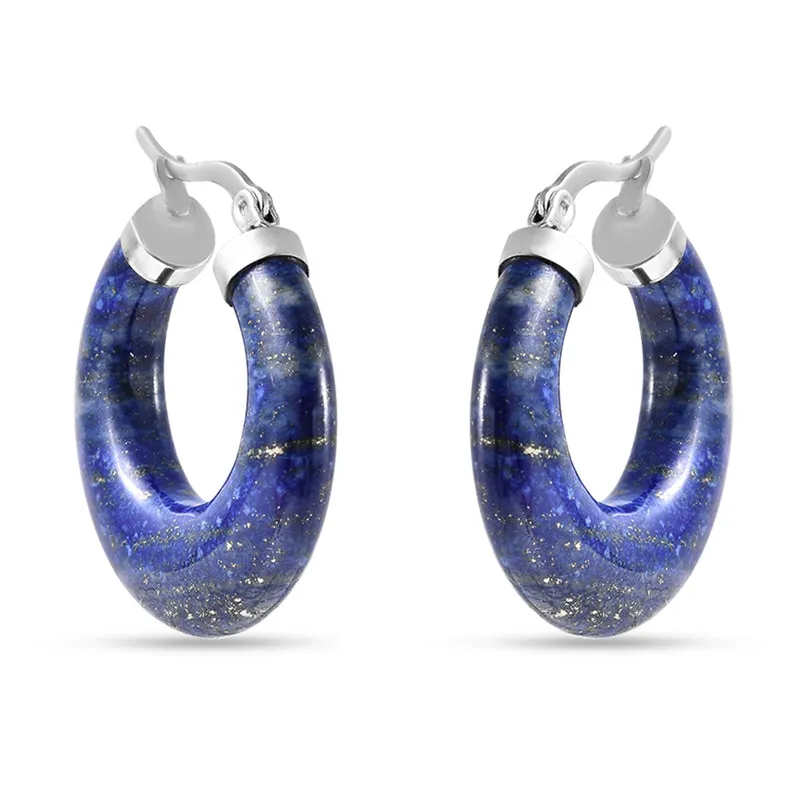 Lapislazuli Creolen in 316L Edelstahl ca. 33.50 ct