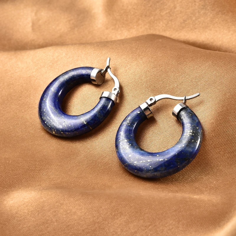 Lapislazuli Creolen in 316L Edelstahl ca. 33.50 ct