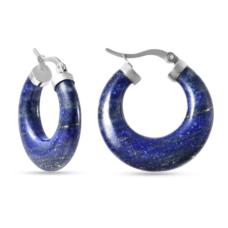 Lapislazuli Creolen in 316L Edelstahl ca. 33.50 ct