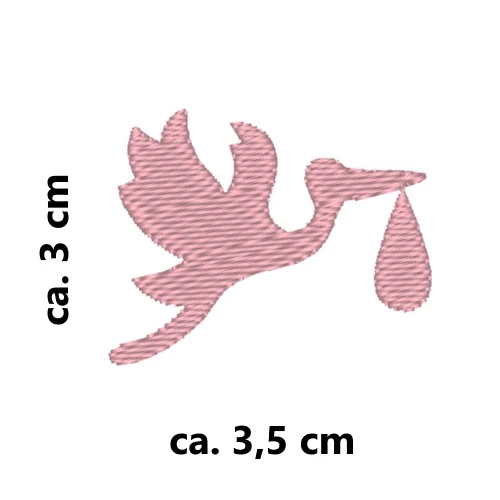 Stickmotiv Storch mit Wunschtext individuell personalisierte Bestickung