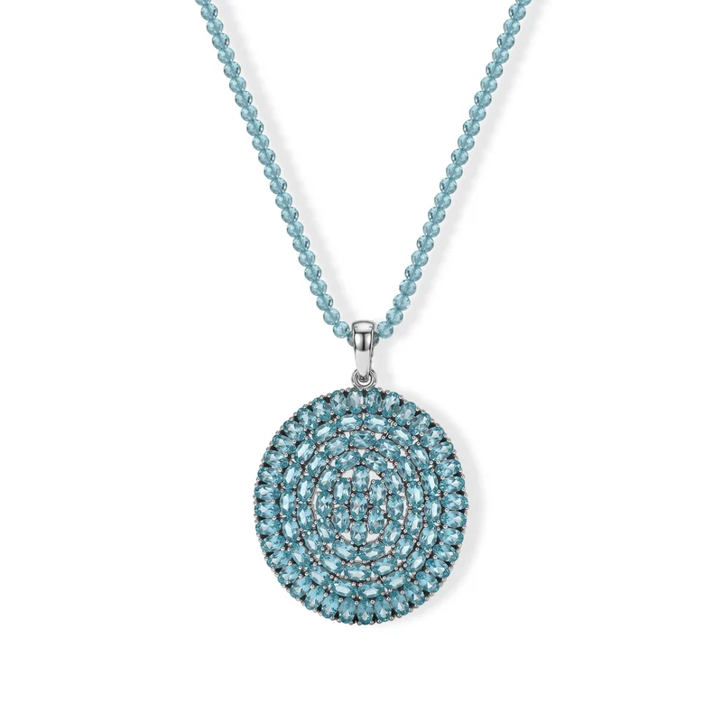 D'Joy Blauer Apatit Schmuckset ca. 50 cm 925 Silber Rhodiniert ca. 52,07 ct.