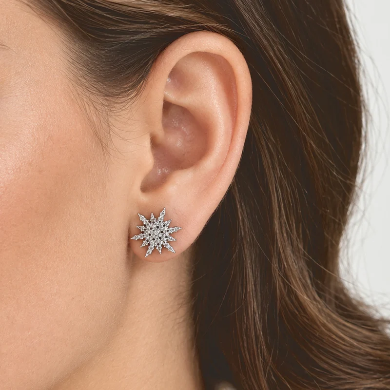 D'Joy Weißer Diamant Ohrringe 925 Silber Platiniert ca.