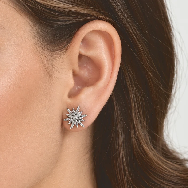 D'Joy Weißer Diamant Ohrringe 925 Silber Platiniert ca.