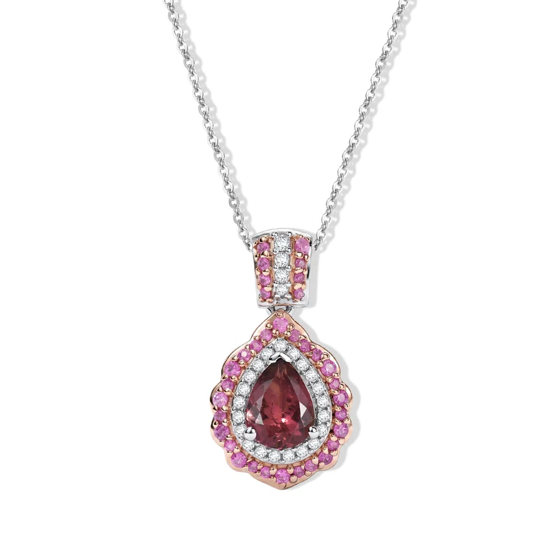 D'Joy AAA Rosa Turmalin, Rosa Saphir Schmuckset ca. 50 cm 925 Silber Rhodiniert ca. 1,72 ct.