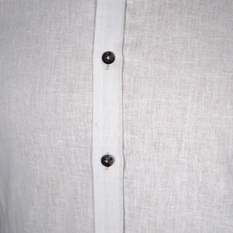 Datschi Trachten Leinen Trachtenhemd Weiss Stehkragen