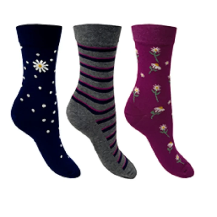 3 PK FLEXITOP LADIES DESIGN SOCKS