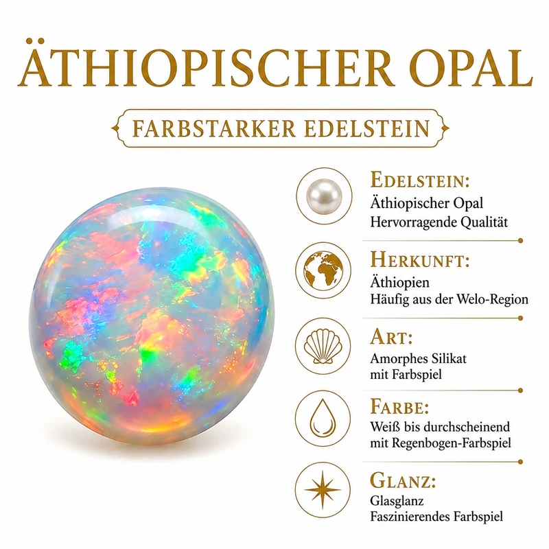 EVER TRUE AAA Natürlicher, äthiopischer Welo Opal Schmuckset (10-15 Werktage Lieferzeit) ca. 50 cm ca. 1.08 ct