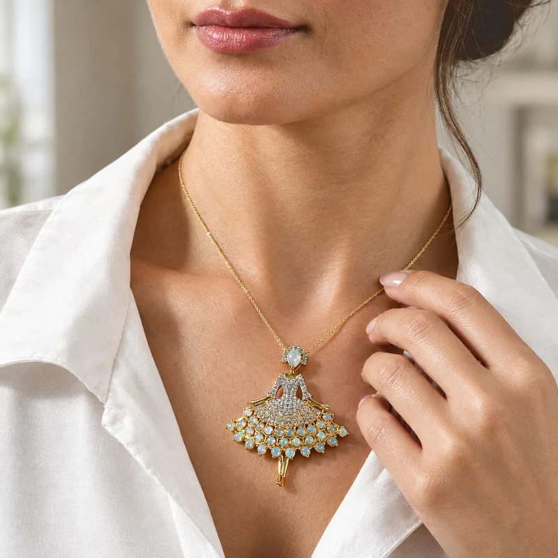 EVER TRUE AAA Natürlicher, äthiopischer Welo Opal Anhänger mit Kette, ca. 50 cm ca. 1.05 ct