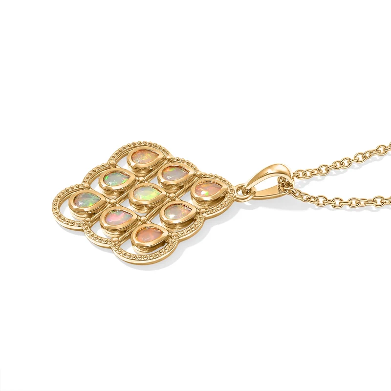 EVER TRUE AA Natürlicher, äthiopischer Welo Opal Anhänger mit Kette, (9-14 Werktage Lieferzeit) ca. 50 cm ca. 0.80 ct