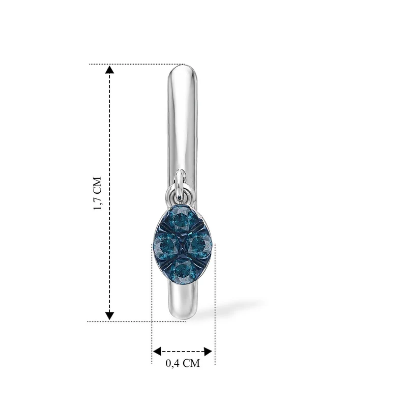 D'Joy Blauer Diamant (IR) Ohrringe 925 Silber Rhodiniert (9-14 Werktage Lieferzeit) ca. 0.15 ct