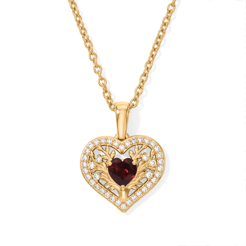EVER TRUE Mosambik Granat Anhänger mit Kette, ca. 50 cm ca. 1.68 ct
