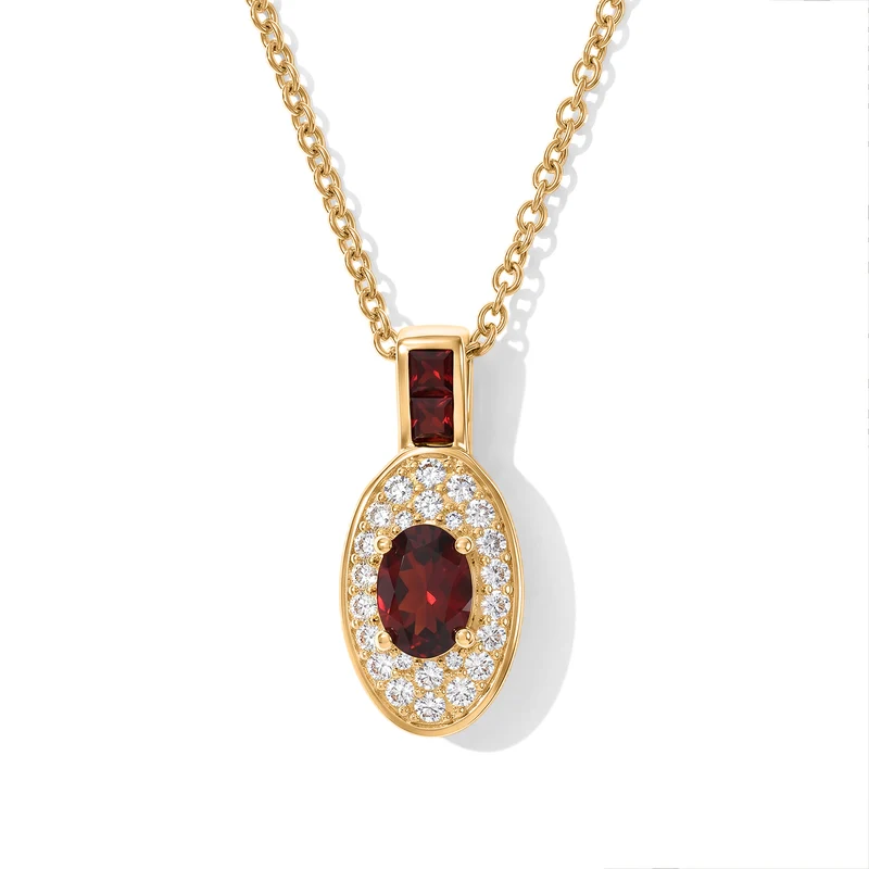 EVER TRUE Mosambik Granat Anhänger mit Kette, ca. 50 cm ca. 1.68 ct