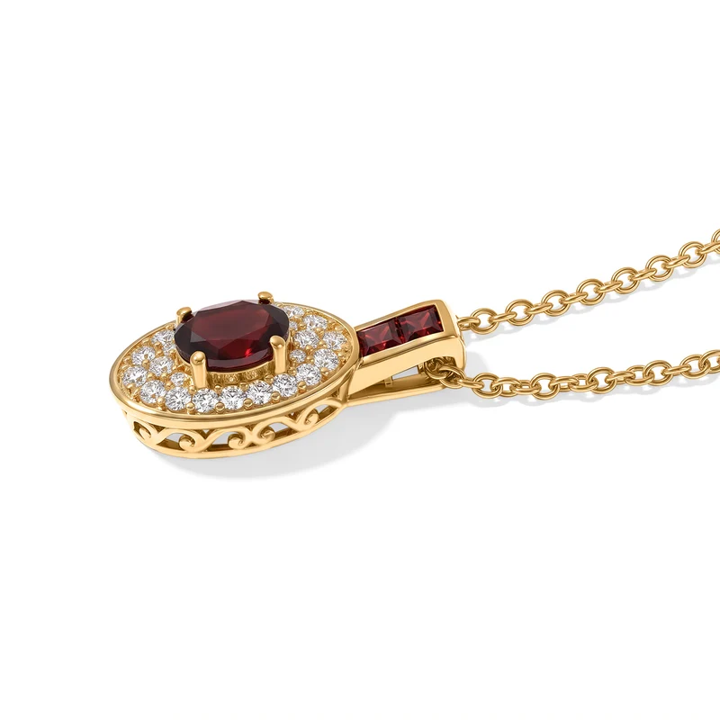 EVER TRUE Mosambik Granat Anhänger mit Kette, ca. 50 cm ca. 1.68 ct