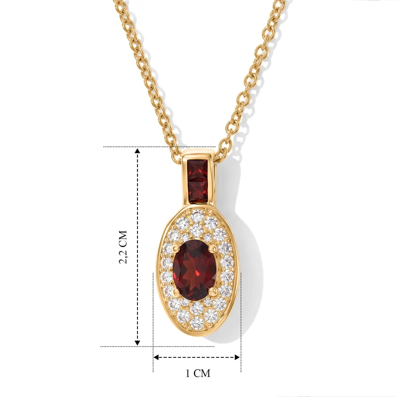 EVER TRUE Mosambik Granat Anhänger mit Kette, ca. 50 cm ca. 1.68 ct