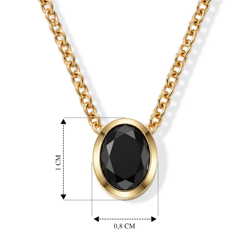 D'Joy Schwarzer Moissanit Schmuckset ca. 50 cm 925 Silber 750 Gelbgold vermeil und Edelstahl 750 Gelbgold vermeil ca. 1,23 ct.