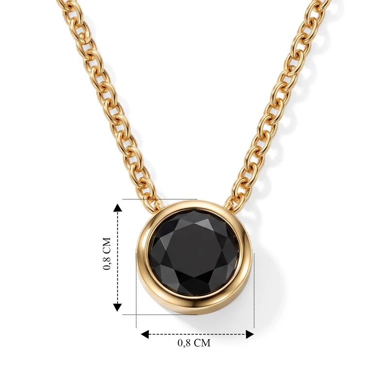 D'Joy Schwarzer Moissanit Schmuckset ca. 50 cm 925 Silber 750 Gelbgold vermeil und Edelstahl 750 Gelbgold vermeil ca. 1,23 ct.