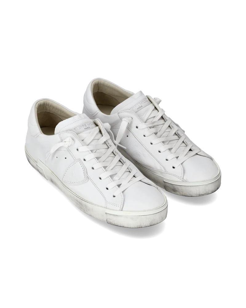 Men's Prsx Low-Top Sneakers in Leather, White