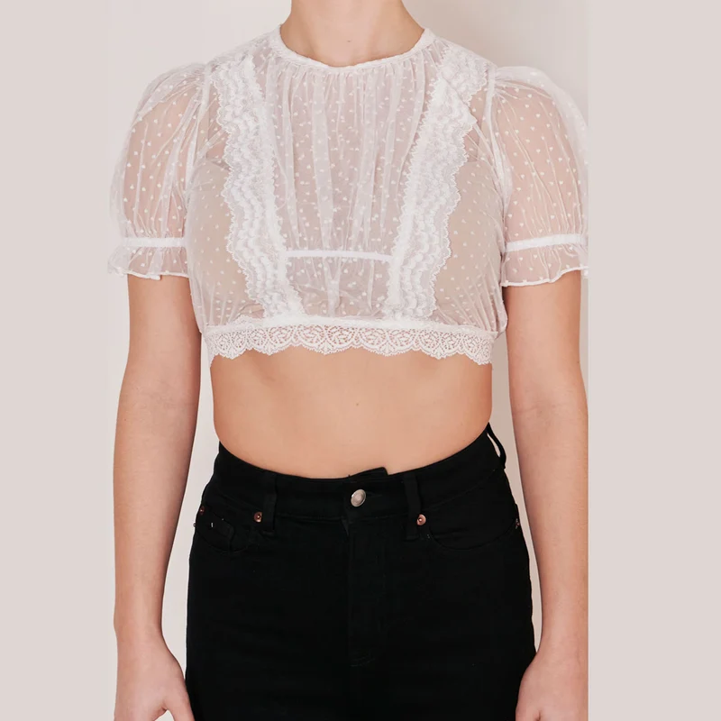 Krüger Dirndlbluse Kelly Ecru Transparent