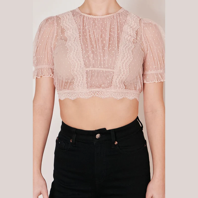 Krüger Dirndlbluse Kelly Apricot Transparent