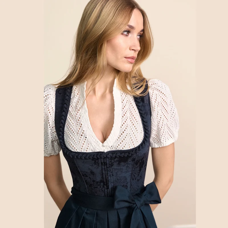 Krüger Dirndl Calyssia Marine schimmernde Ornamente 80cm