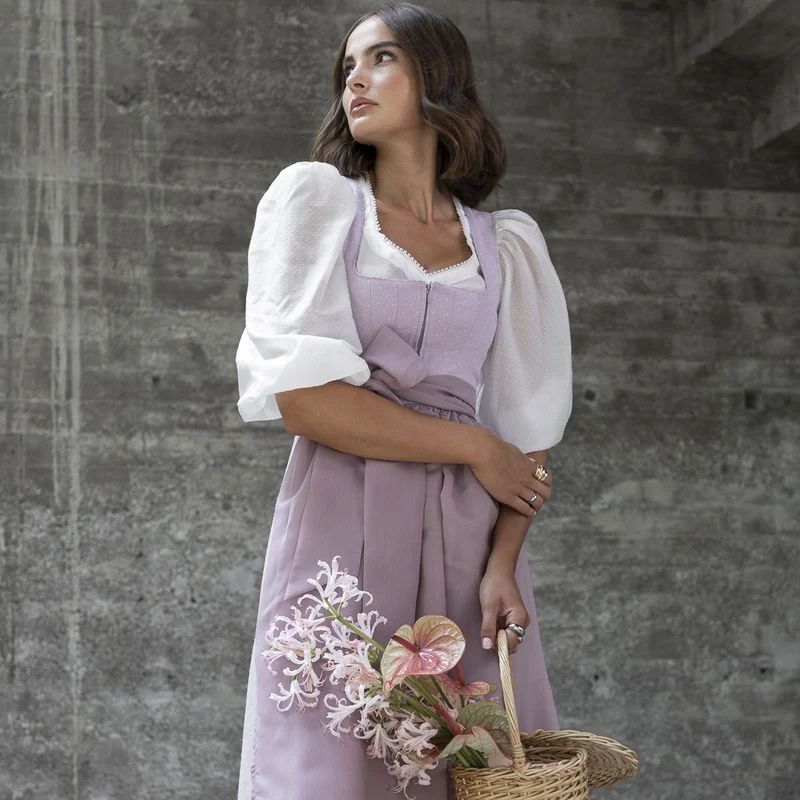 Madame Marie Dirndlbluse Orimee Off White Dreiviertelarm Puffärmel
