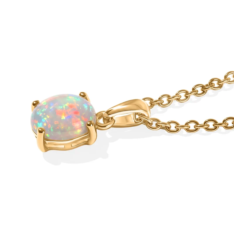 3er Set - EVER TRUE AAA Natürlicher, äthiopischer Welo Opal Anhänger mit Kette, Ohrringe und Ring, ca. 50 cm (Größe 21.00) ca. 2.25 ct