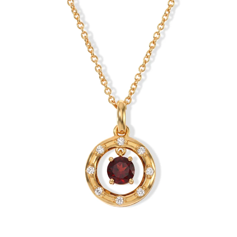 EVER TRUE Mosambik Granat, Weißer Zirkon Anhänger mit Kette, ca. 50 cm ca. 1.25 ct