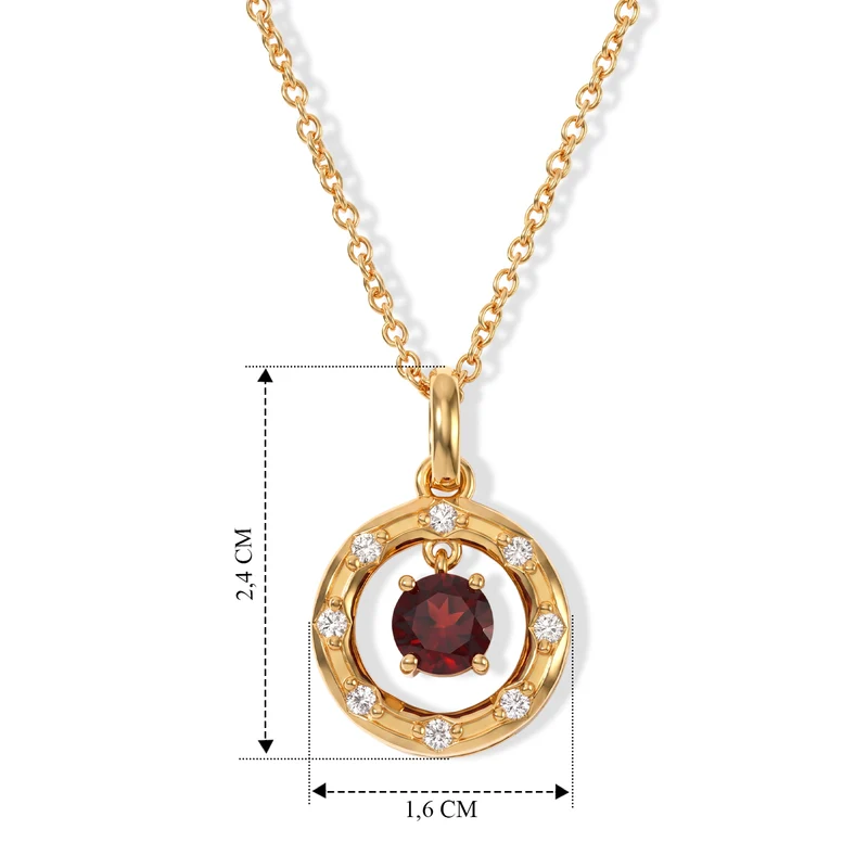 EVER TRUE Mosambik Granat, Weißer Zirkon Anhänger mit Kette, ca. 50 cm ca. 1.25 ct