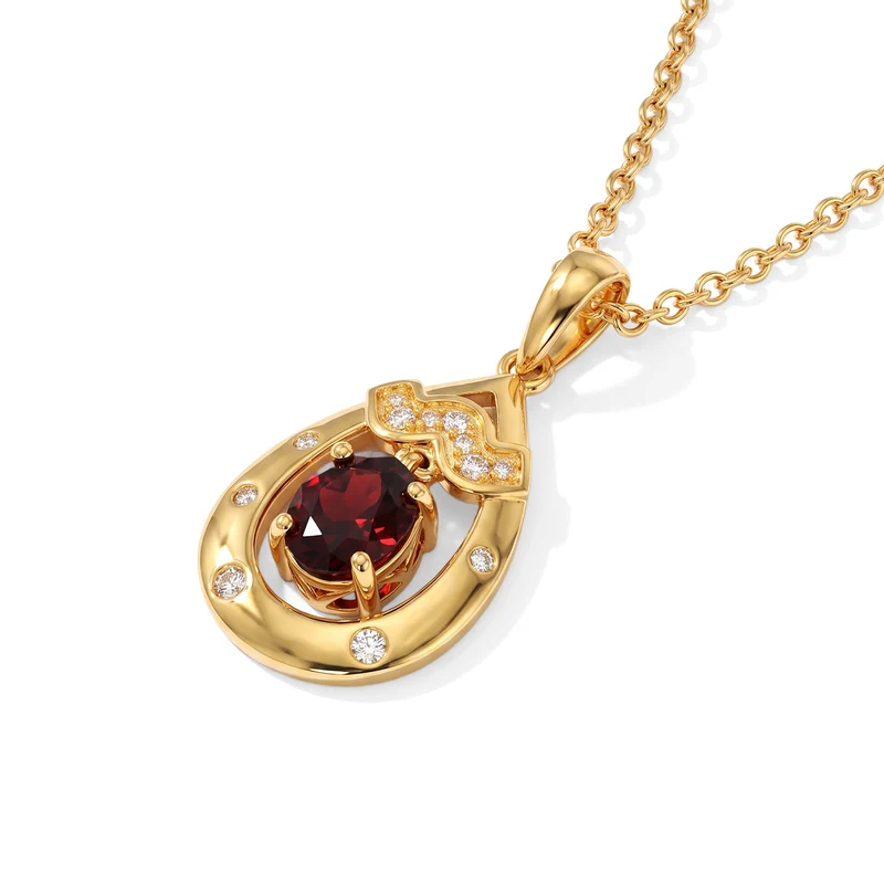 EVER TRUE Mosambik Granat, Weißer Zirkon Anhänger mit Kette, ca. 50 cm ca. 1.25 ct
