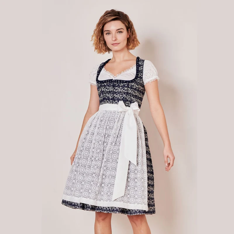 Krüger Dirndl Minna Marine Spitzenschürze 60cm