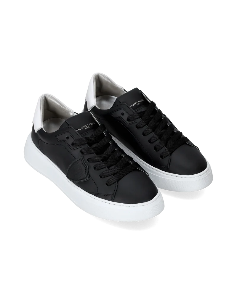 Women's Temple Low-Top Sneakers in Leather, Black White