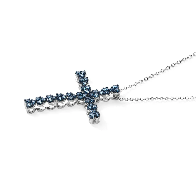 D'Joy Blauer Diamant (IR) Schmuckset (9-14 Werktage Lieferzeit) ca. 45 cm 925 Silber Rhodiniert ca. 0,50 ct.