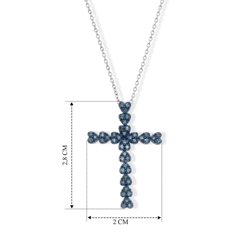 D'Joy Blauer Diamant (IR) Schmuckset (9-14 Werktage Lieferzeit) ca. 45 cm 925 Silber Rhodiniert ca. 0,50 ct.