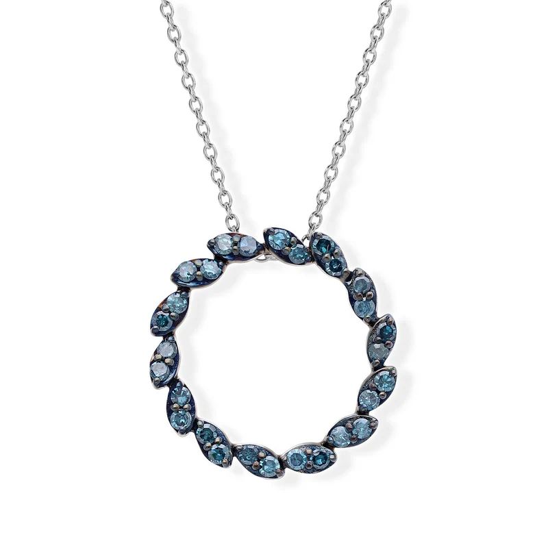 D'Joy Blauer Diamant (IR) Schmuckset ca. 45 cm 925 Silber Rhodiniert ca. 0.33 ct